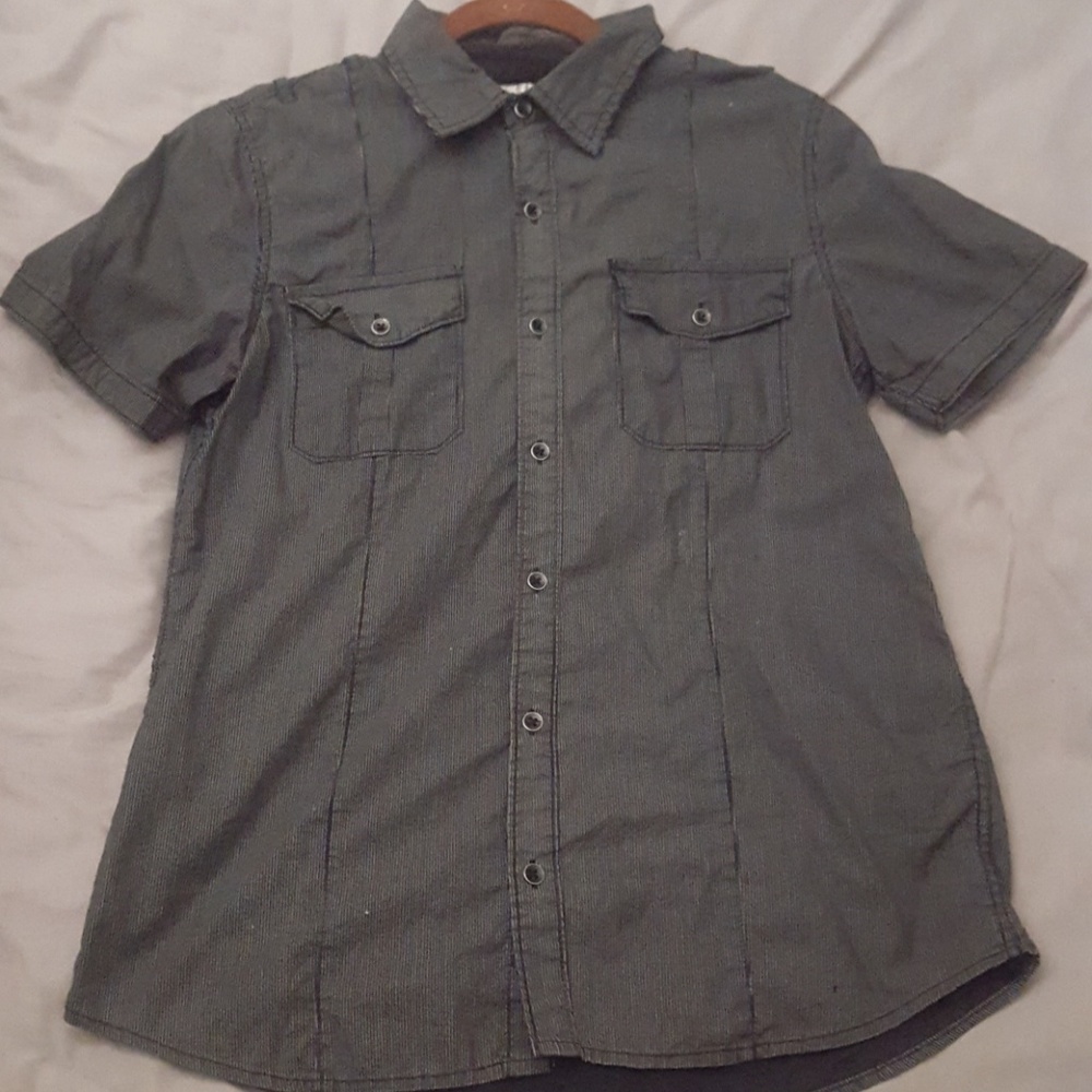 Gray and black button up